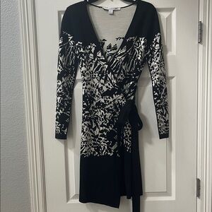 DVF Classic Black and White Wrap Dress